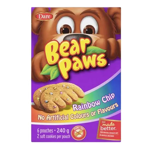 Bear Paws Peanut-Free Cookies Rainbow Chip 6 Pack 240 g