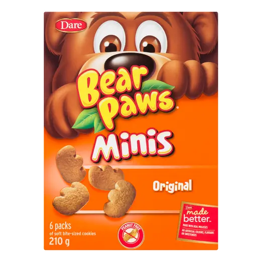 Bear Paws Peanut-Free Mini Cookies Original 6 Pack 210 g