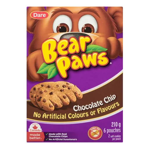 Bear Paws Peanut-Free Soft Cookies Chocolate Chip 6 x 35 g