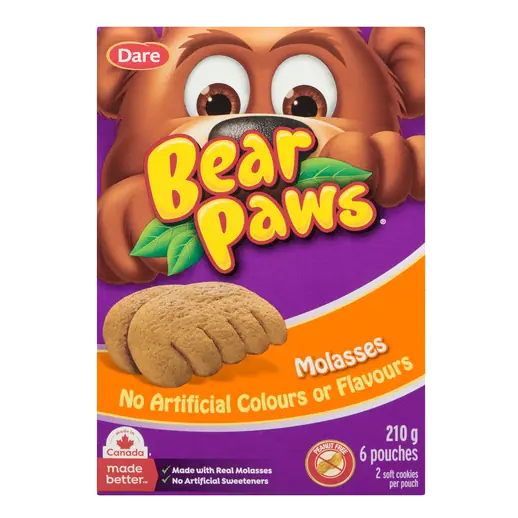 Bear Paws Peanut-Free Soft Cookies Molasses 6 Pouches 210 g