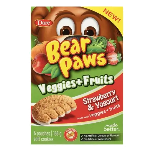 Bear Paws Veggies & Fruits Cookies Strawberry & Yogurt 168 g