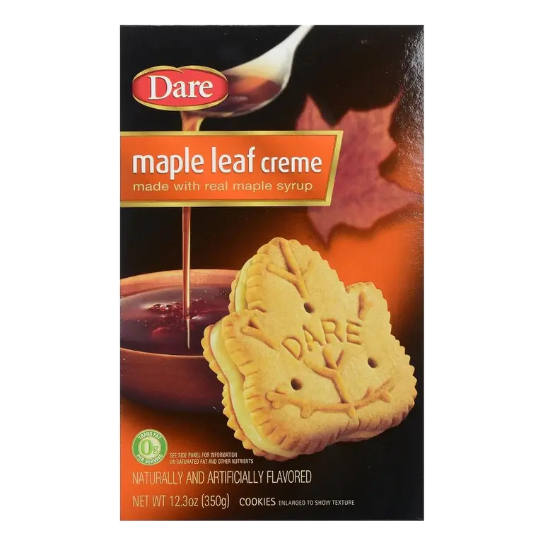 Dare Maple Leaf Creme Cookies Made with Real Maple Syrup 12.3 Oz