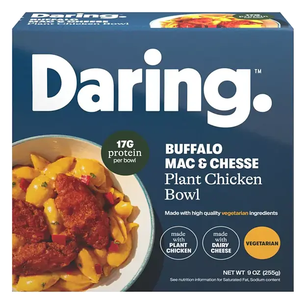 Plant Chicken Bowl, Buffalo Mac & Cheese