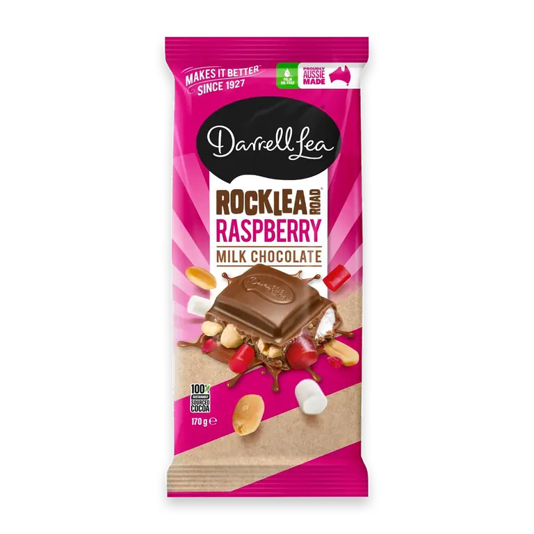 Rocklea Road Raspberry Milk Chocolate Block