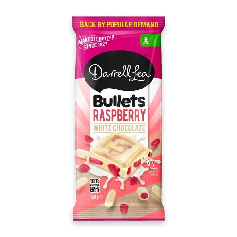 White Chocolate Bullets Raspberry Block
