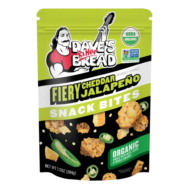 Dave's Killer Bread Fiery Cheddar Jalapeno Naturally Flavored Organic Snack Bites, 7.2 oz