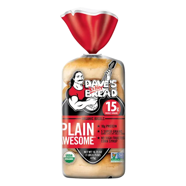 Organic Plain Awesome Whole Grain Bagels - 5 ct