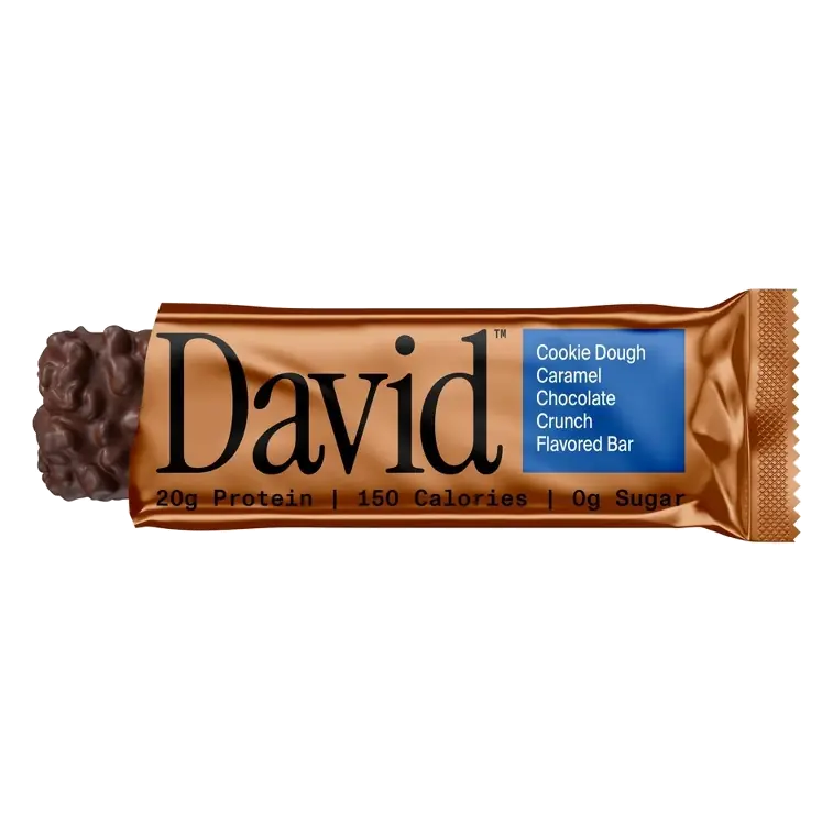 David Protein Bronze Cookie Dough Caramel Chocolate Crunch Protein Bars, 20g Protein