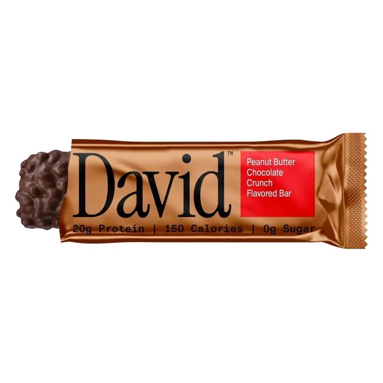 David Protein Bronze Peanut Butter Chocolate Crunch Protein Bars, 20g Protein