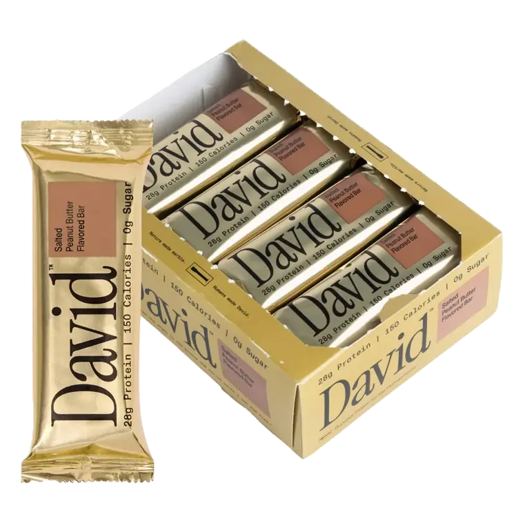 David Protein Gold Salted Peanut Butter High Protein Bars - 28g Protein - 12ct