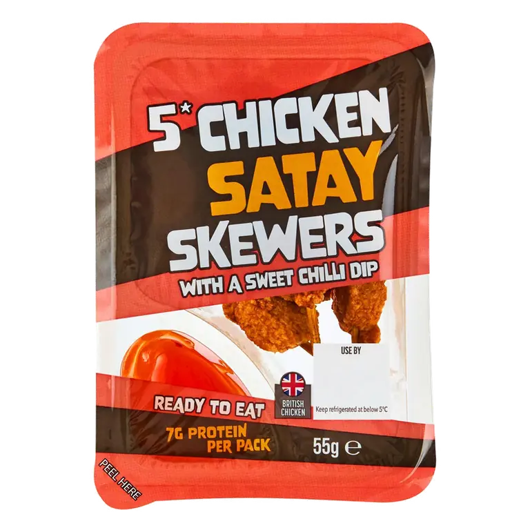 Chicken Satay Skewer and Sweet Chilli Dip 5pk 55g