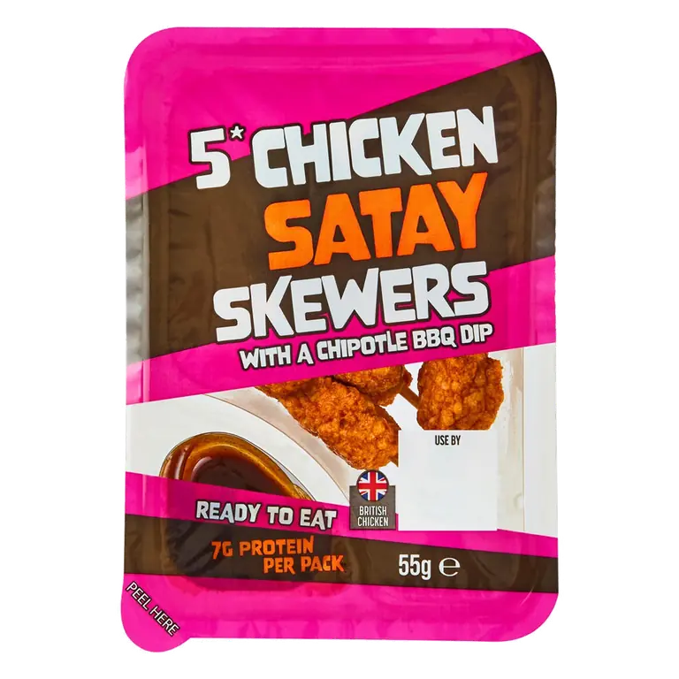 Chicken Satay Skewer with a chipotle BBQ Dip 5pk 55g