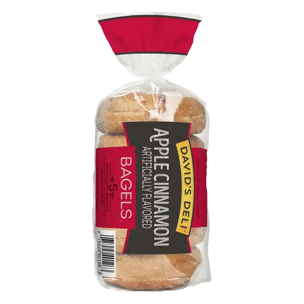 Crystal Farms David's Deli Bagels, Apple Cinnamon, Pre-Sliced 5Ct