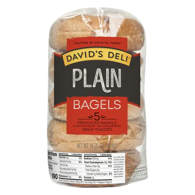 David's Deli Plain Bagels, 5 Count
