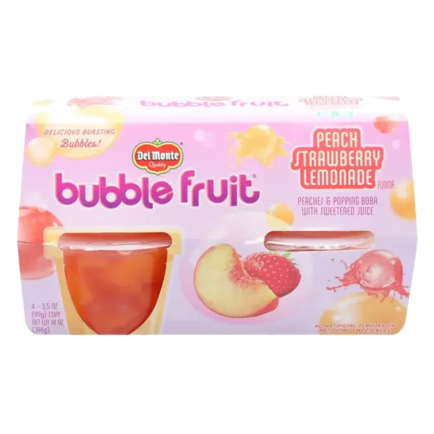 Bubble Fruit Fruit Cup Snacks, Peach Strawberry Lemonade Flavor