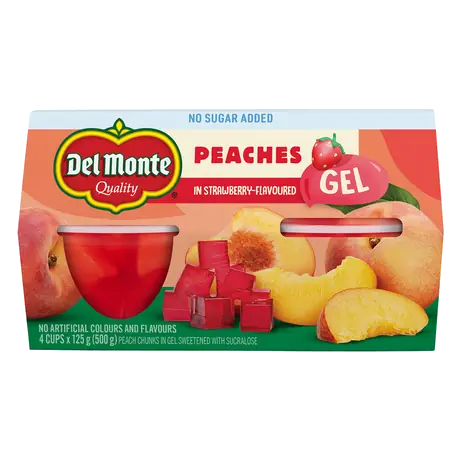 Diced Peaches In Strawberry Gel 4 x 125 g
