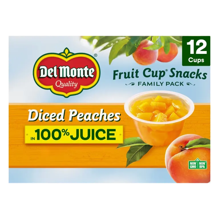 Diced Peaches in 100% Juice Fruit Cup Snacks