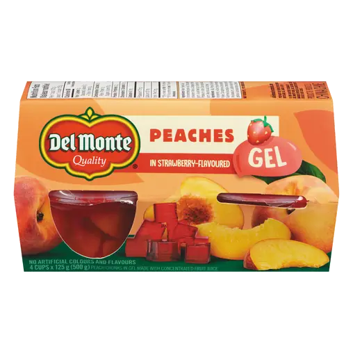 Fruit Cups Peaches In Strawberry Flavoured Gel 4 x 125 g