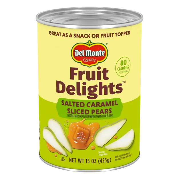 Fruit Delights Salted Caramel Sliced Pears in Extra Light Syrup