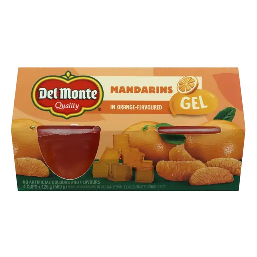 Mandarin In Orange Flavored Gel Fruit Cups 4 x 125 g