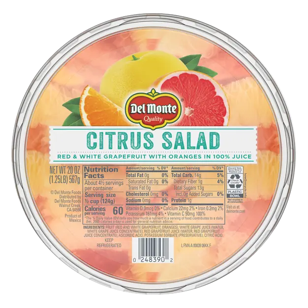 Red & White Grapefruit with Oranges in 100% Juice Fruit Cup