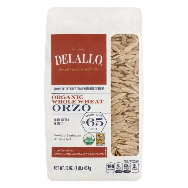 Organic Whole Grain Whole Wheat Orzo Pasta