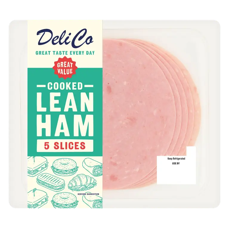 Deli Co 5 Cooked Lean Ham Slices 90g