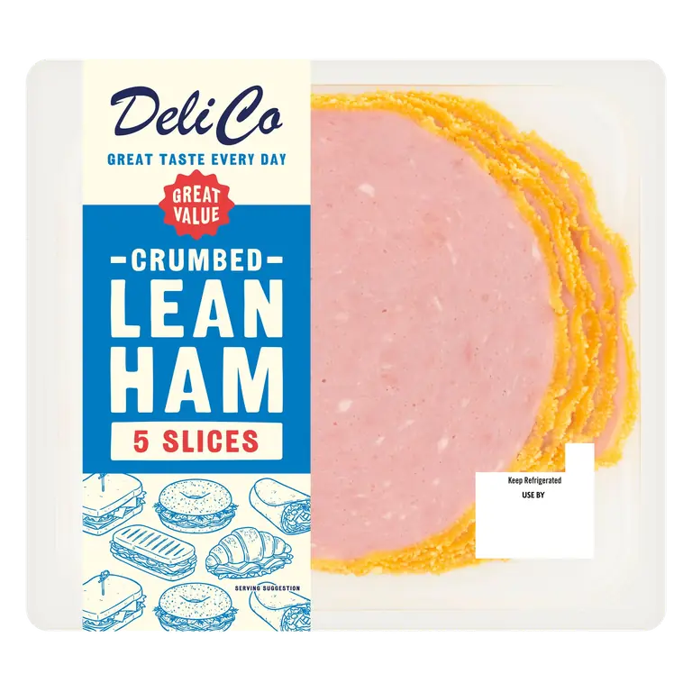 Deli Co 5 Crumbed Lean Ham Slices 90g