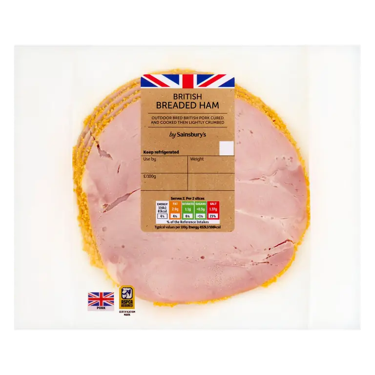 British Breaded Cooked Ham Slices x4 150g