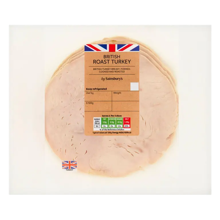 British Roast Cooked Turkey Slices x4 150g