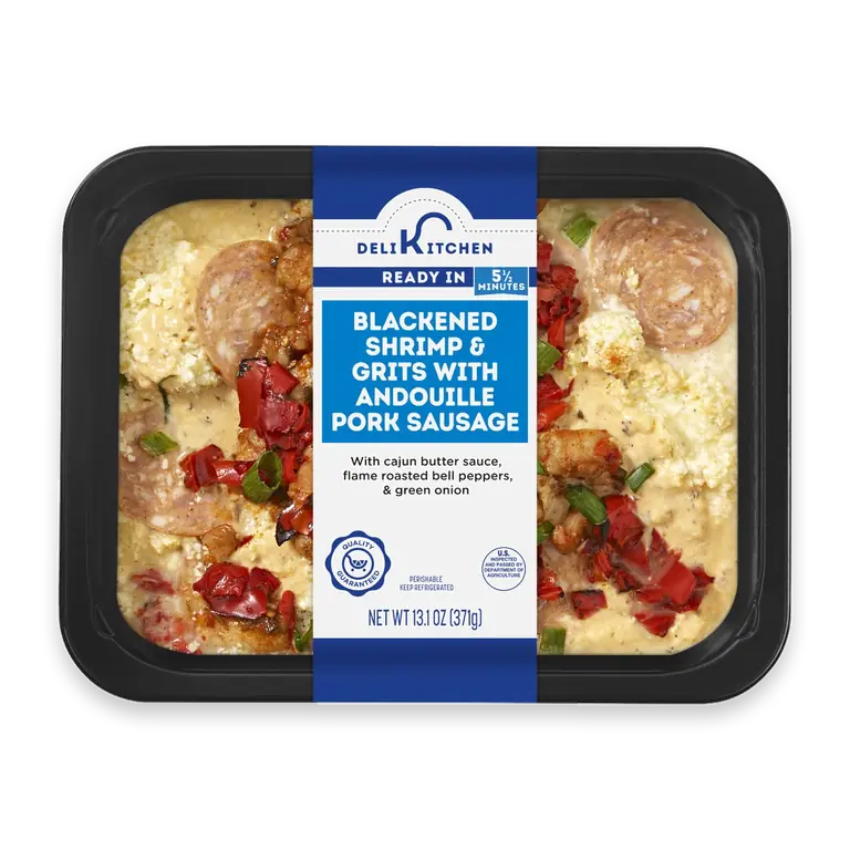 Blackened Shrimp & Grits with Andouille Pork Sausage