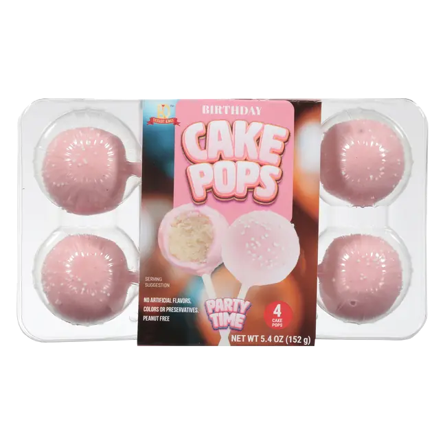 Party Time Birthday Cake Pops - 4 ct