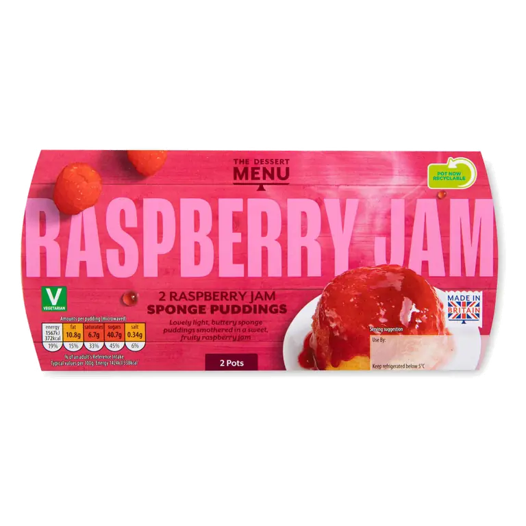 Raspberry Jam Sponge Puddings 2 Pack