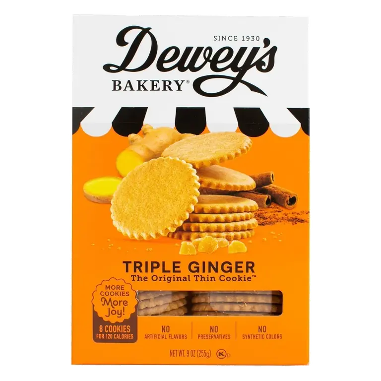 Dewey's Bakery Cookies Triple Ginger Thins, 9oz