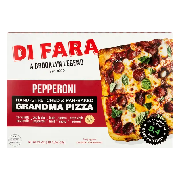Hand Stretched & Pan Baked Pepperoni Grandma Pizza Frozen