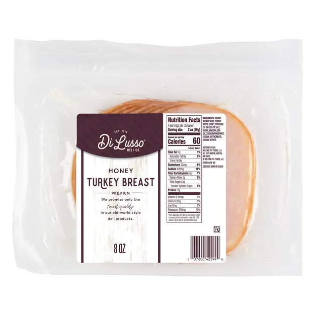 DILUSSO Sliced Honey Turkey Vacuum Pack 8OZ, 8 OZ