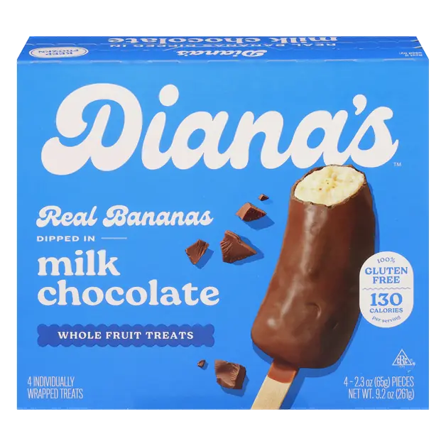 Milk Chocolate Frozen Bananas - 4 ct