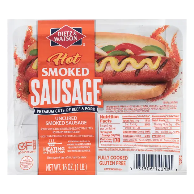 Hot Smoked Sausage - 8 ct