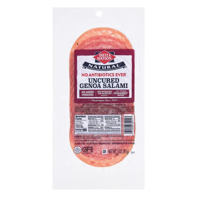 Natural Antibiotic Free Uncured Genoa Salami Sliced