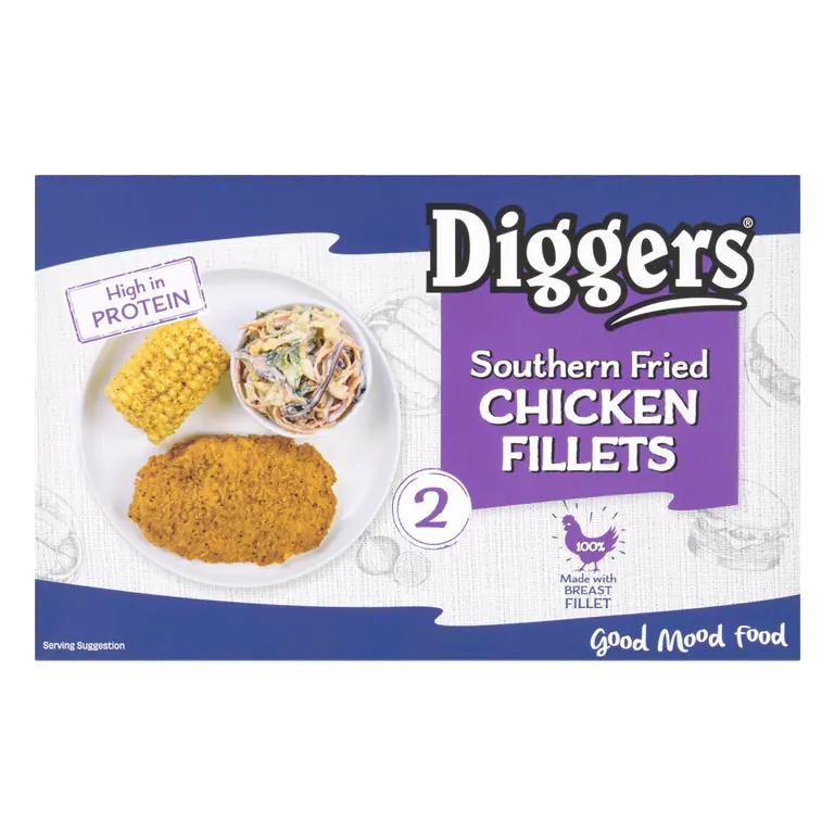 Diggers 2 Southern Fried Chicken Fillets 200g