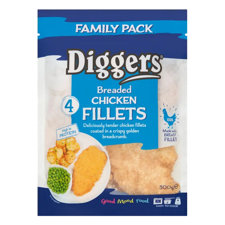 Diggers 4 Breaded Chicken Fillets 500g