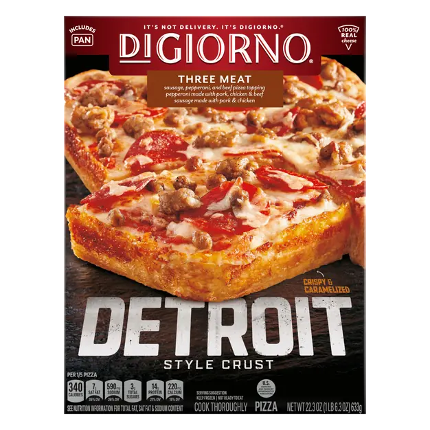 Detroit Style Crust Three Meat Pizza Frozen