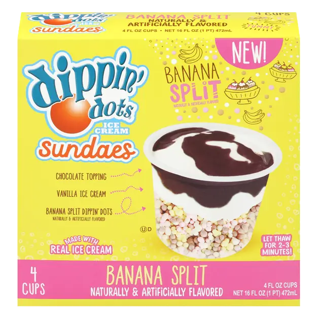 Banana Split Ice Cream Sundaes - 4 ct