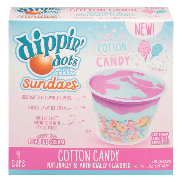 Cotton Candy Ice Cream Sundaes - 4 ct