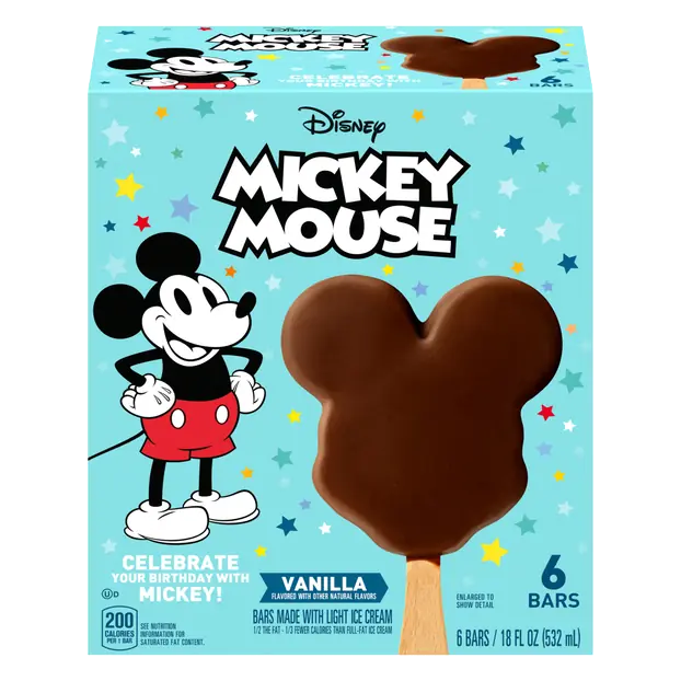 Mickey Mouse Light Vanilla Ice Cream Bars - 6 ct
