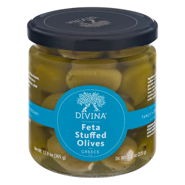 Imported Greek Feta Cheese Stuffed Green Halkidiki Olives