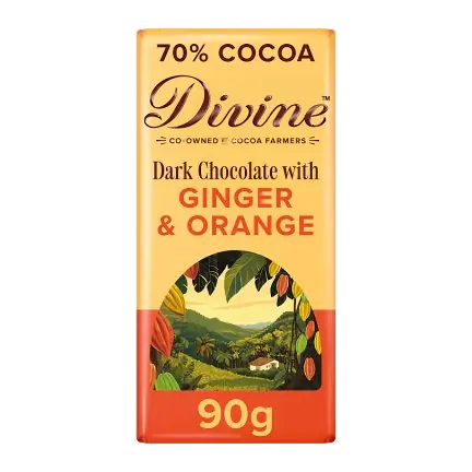Fairtrade 70% Dark Choc with Ginger & Orange