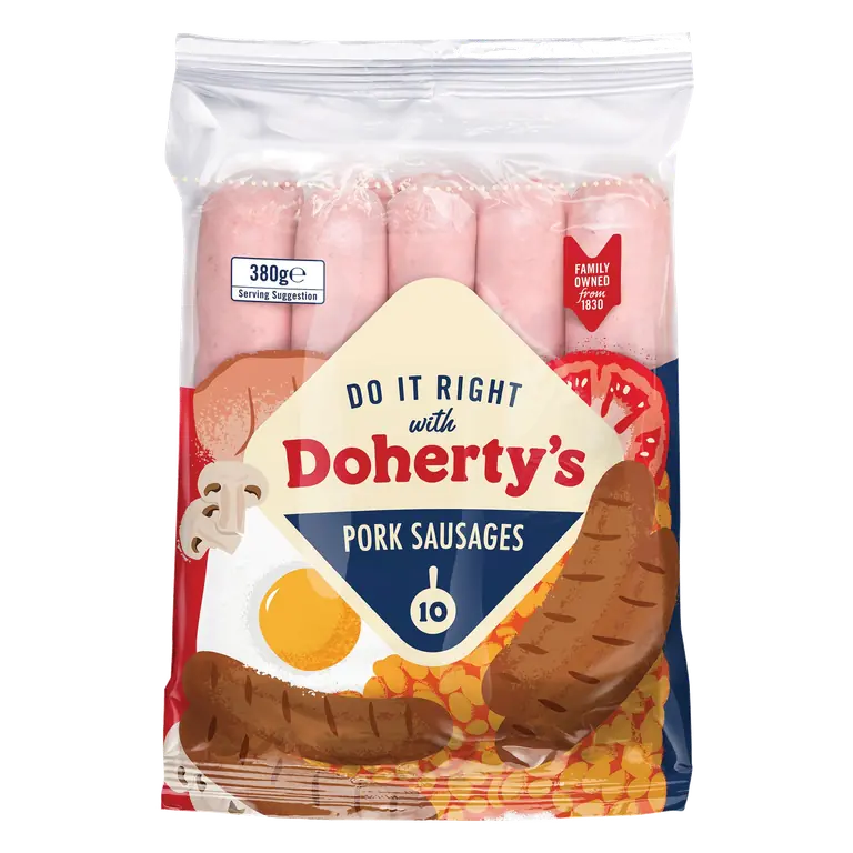 Dohertys 10 Pork Sausages 380g