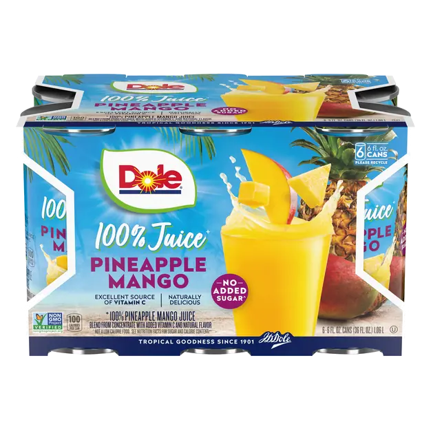 100% Pineapple Mango Juice - 6 pk