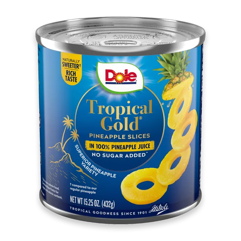 Canned Tropical Gold Pineapple Slices in 100% Pineapple Juice